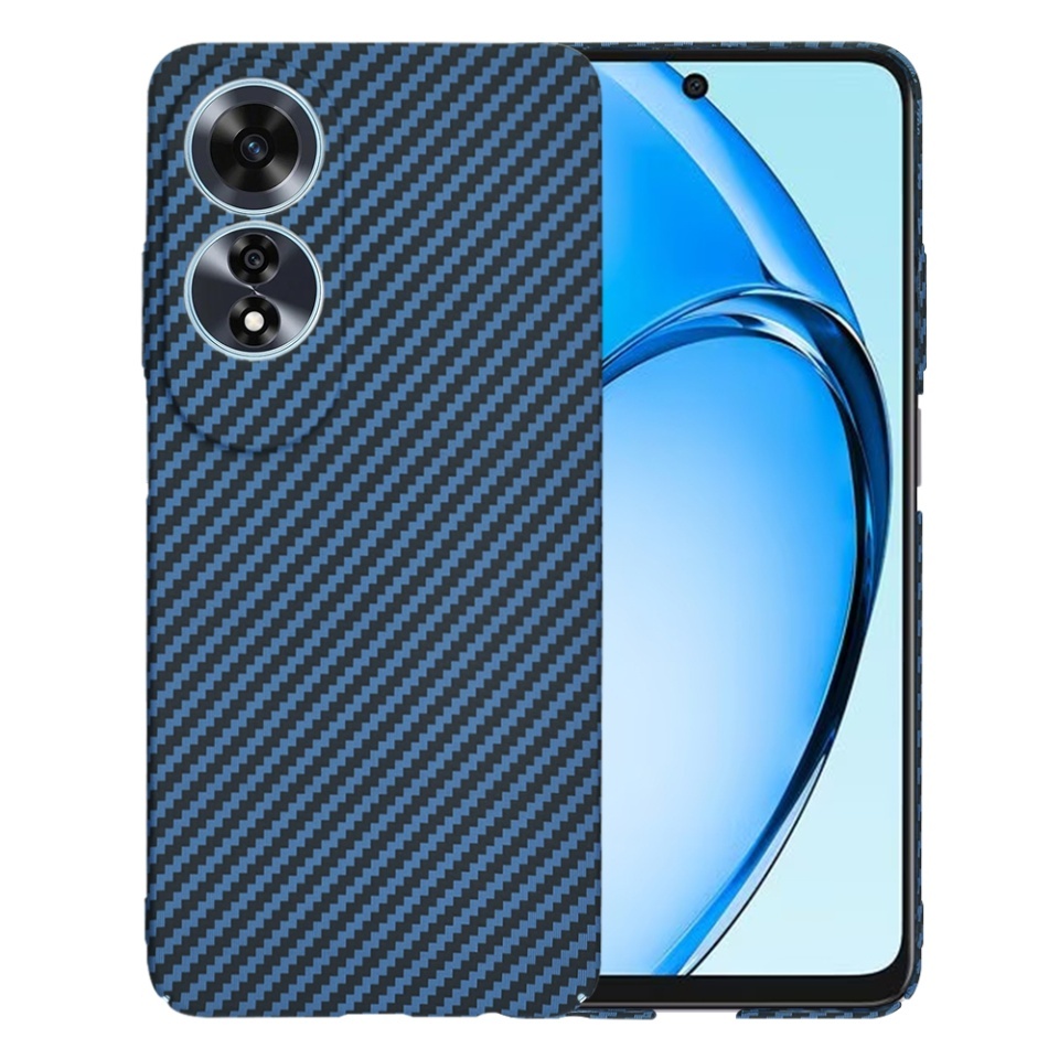 Husa pentru Oppo A60 4G, SKYDDAR INNOVATION, textura carbon, Carbonite FiberShell, set cu sticker, Cyan,