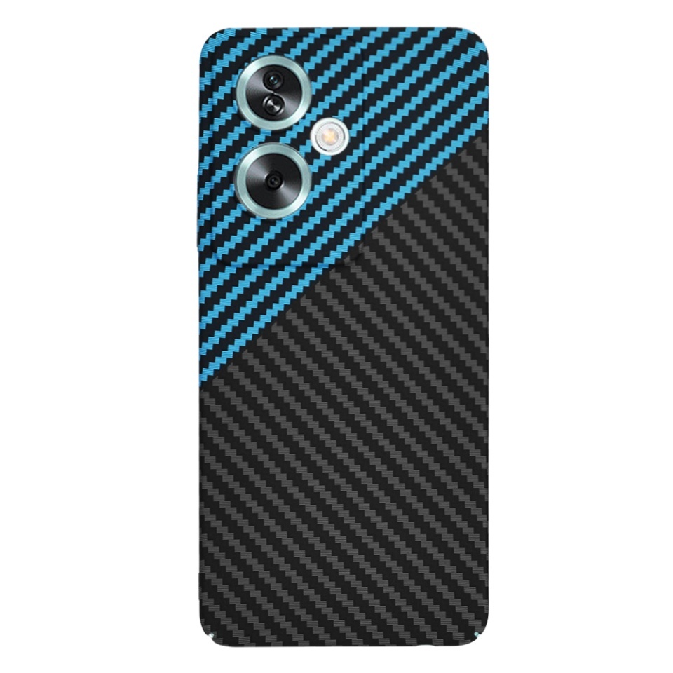 Husa pentru Oppo A79 5G / OnePlus Nord N30 SE, SKYDDAR INNOVATION, textura carbon, Carbonite FiberShell, set cu sticker, Bleu, - 2 | YEO