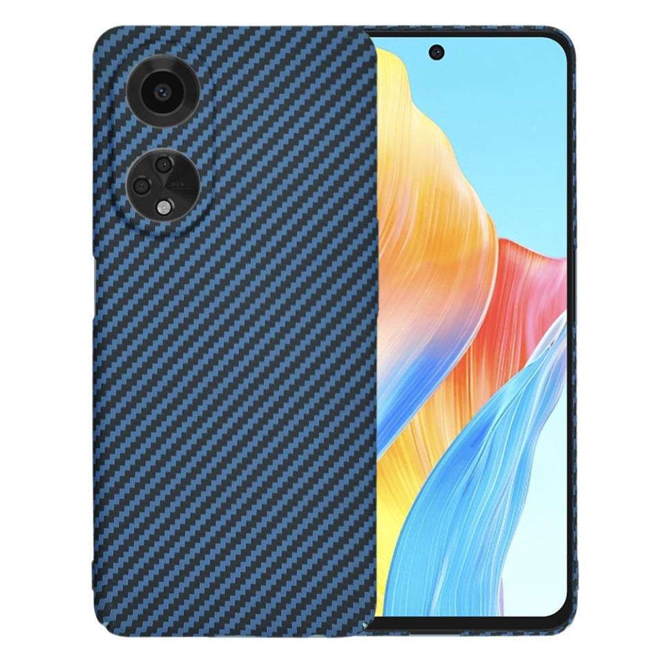 Husa pentru Oppo A98 5G, Finisaj Premium cu Textura de Carbon, Design Elegant, SKDR CarbonFlex - Cyan
