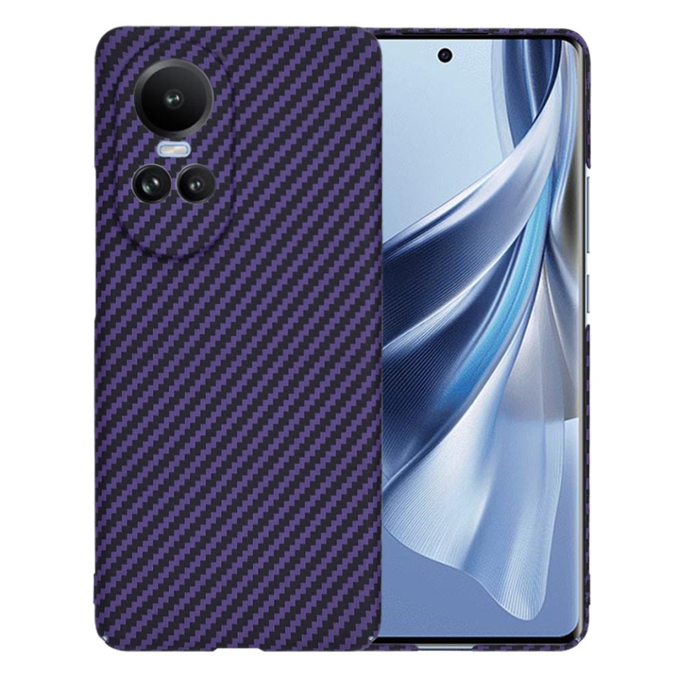 Husa pentru Oppo Reno10 / Reno10 Pro, SKYDDAR INNOVATION, textura carbon, Carbonite FiberShell, set cu sticker, Mov,