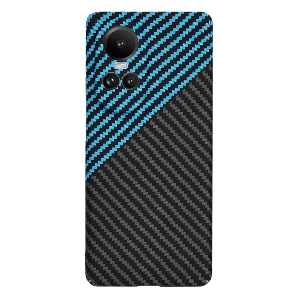 Husa pentru Oppo Reno10 / Reno10 Pro, SKYDDAR INNOVATION, textura carbon, Carbonite FiberShell, set cu sticker, Bleu, - 2 | YEO