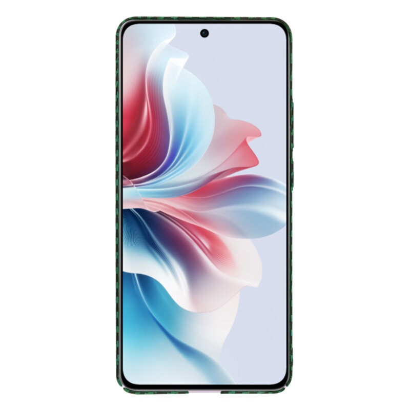 Husa pentru Oppo Reno11 F, Finisaj Premium cu Textura de Carbon, Design Elegant, SKDR CarbonFlex - Verde - 1 | YEO