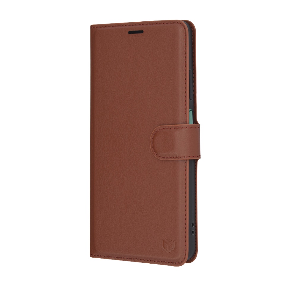 Husa pentru Oppo Reno12 F 5G / Reno12 FS 5G / Reno12 F 4G / Reno12 FS 4G, SKYDDAR INNOVATION, Leather Folio tip Carte, cu Portofel Interior, Finisaje Premium, set cu sticker, Maro - 3 | YEO