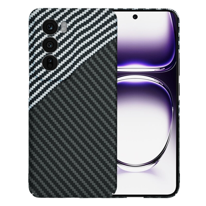 Husa pentru Oppo Reno12, Finisaj Premium cu Textura de Carbon, Design Elegant, SKDR CarbonFlex - Gri