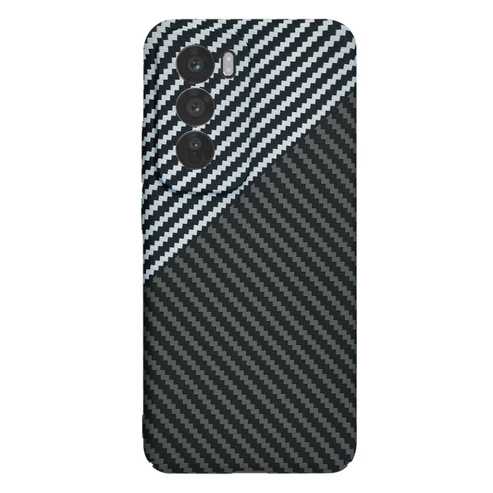 Husa pentru Oppo Reno12 Pro, SKYDDAR INNOVATION, textura carbon, Carbonite FiberShell, set cu sticker, Gri, - 2 | YEO