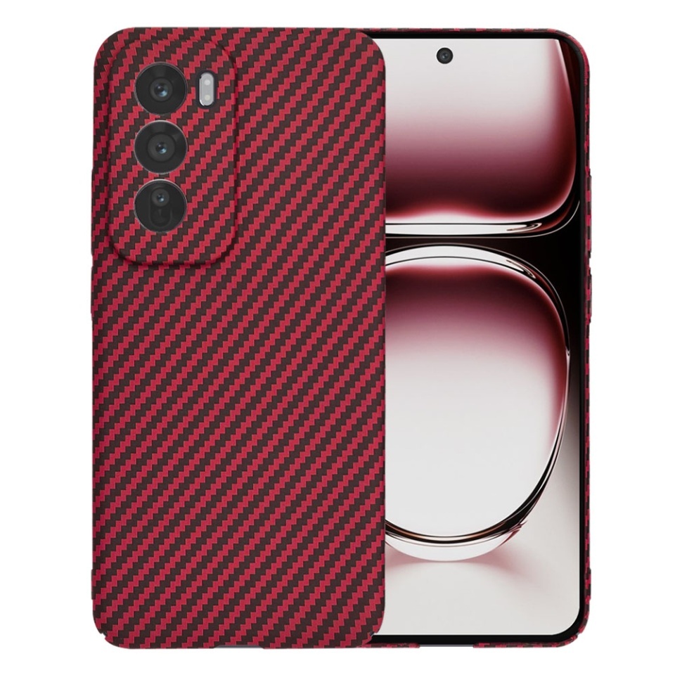 Husa pentru Oppo Reno12 Pro, SKYDDAR INNOVATION, textura carbon, Carbonite FiberShell, set cu sticker, Rosu,