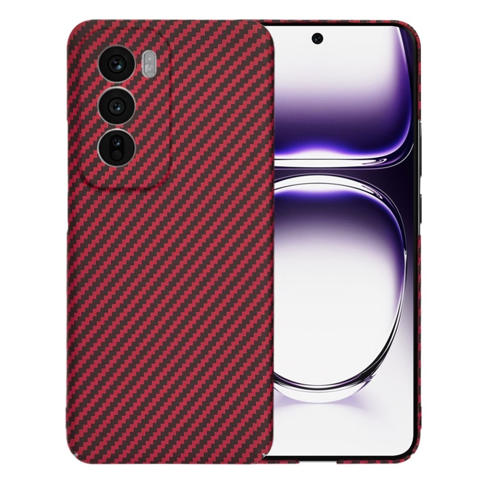 Husa pentru Oppo Reno12, SKYDDAR INNOVATION, textura carbon, Carbonite FiberShell, set cu sticker, Rosu,