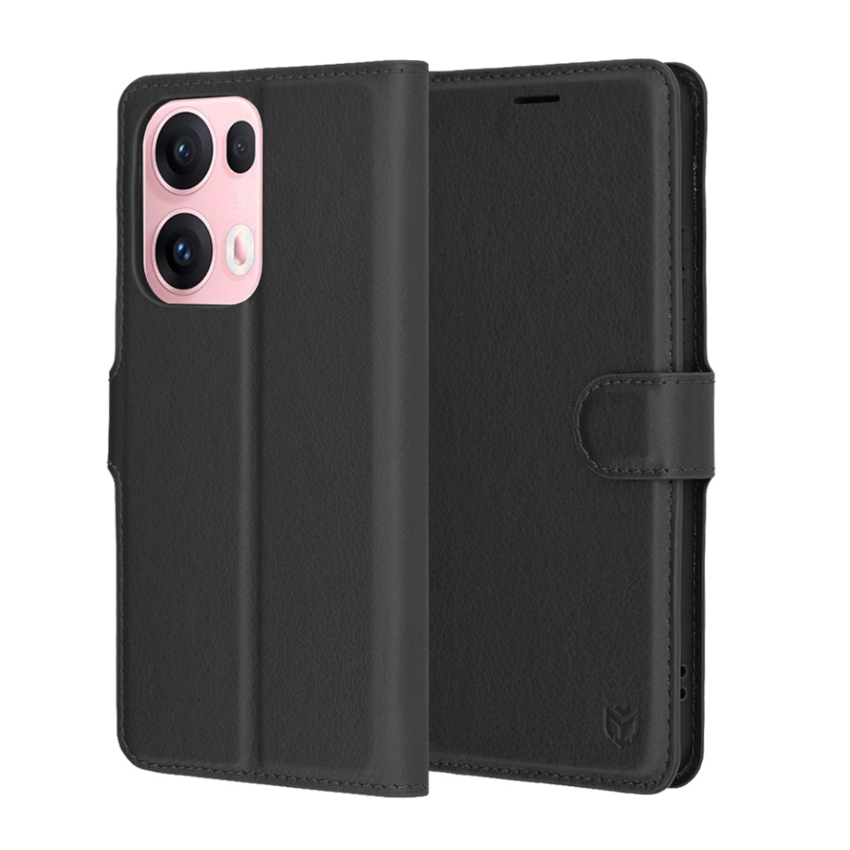 Husa pentru Oppo Reno13 Pro, SKYDDAR INNOVATION, Leather Wallet, tip Carte cu Portofel Interior, Finisaje Premium, set cu sticker, Negru