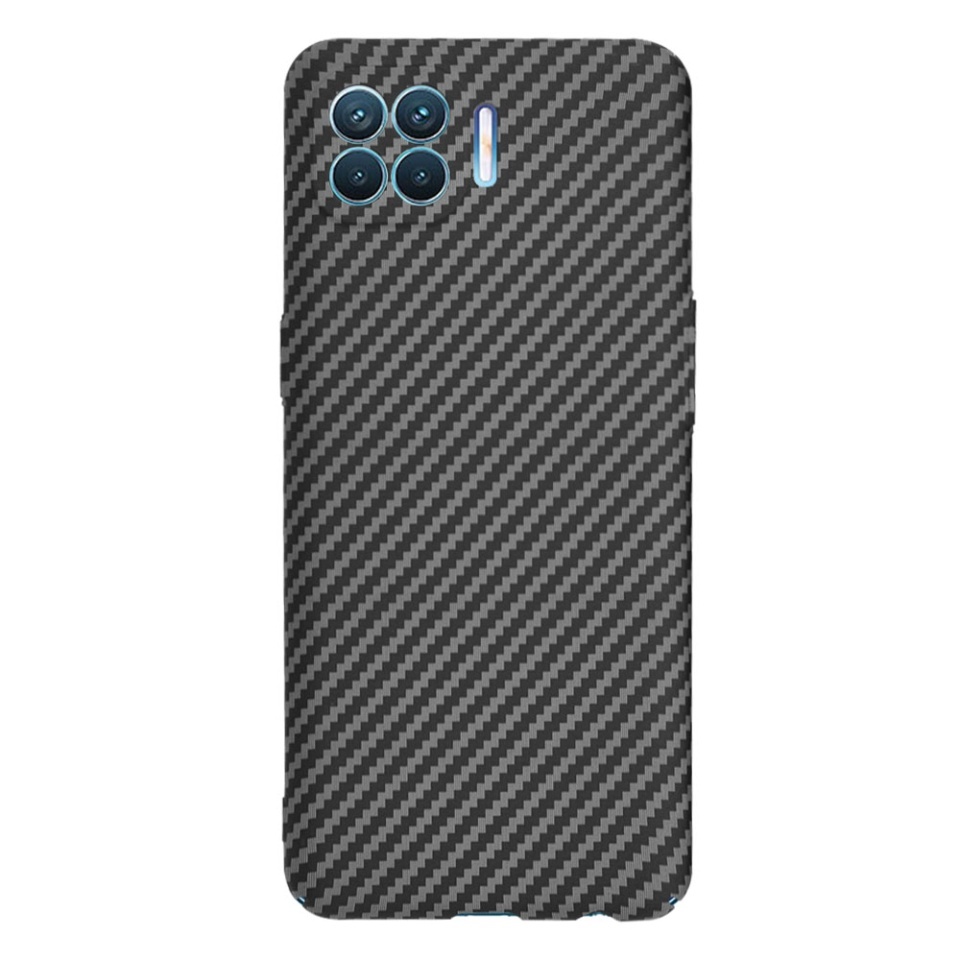 Husa pentru Oppo Reno4 Lite, SKYDDAR INNOVATION, textura carbon, Carbonite FiberShell, set cu sticker, Negru, - 2 | YEO