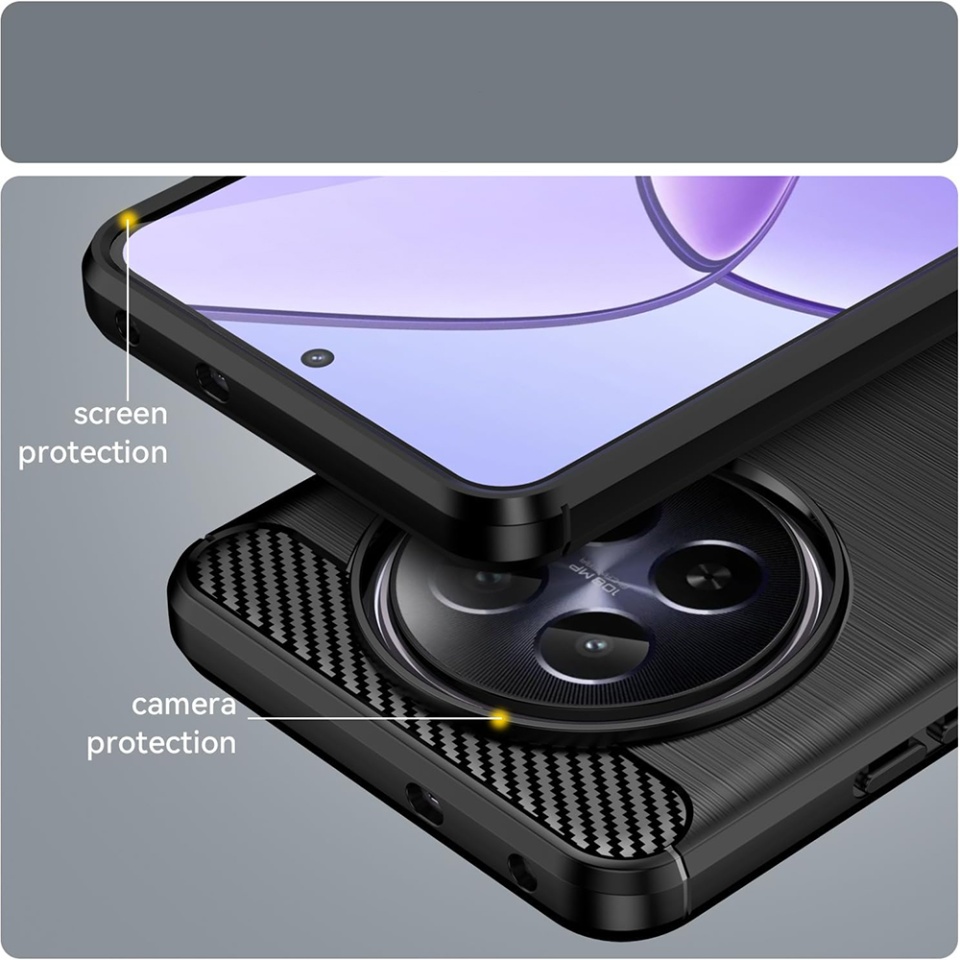 Husa pentru Realme 12 din Silicon Premium, Slim, cu textura Fibra Carbon - Albastru - 3 | YEO