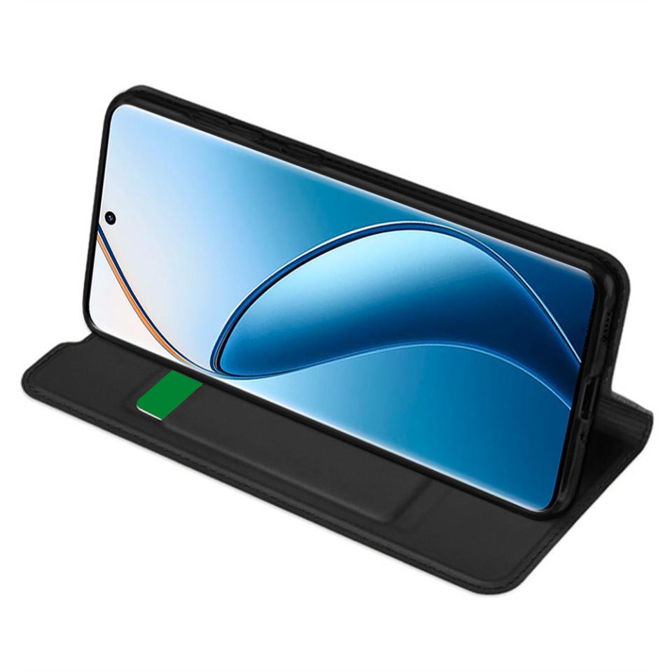 Husa pentru Realme 12 Pro / 12 Pro+, SKYDDAR INNOVATION, Magskin Book, tip Carte cu Portofel Interior, set cu sticker, Negru - 1 | YEO