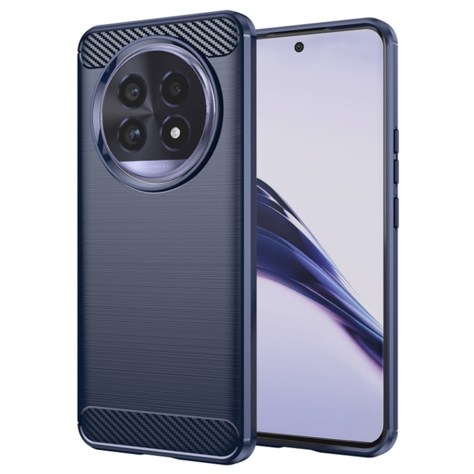 Husa pentru Realme 13 Pro / 13 Pro+, SKYDDAR INNOVATION, Carbon Silicone, din Silicon Slim, cu textura Fibra Carbon, set cu sticker, Albastru