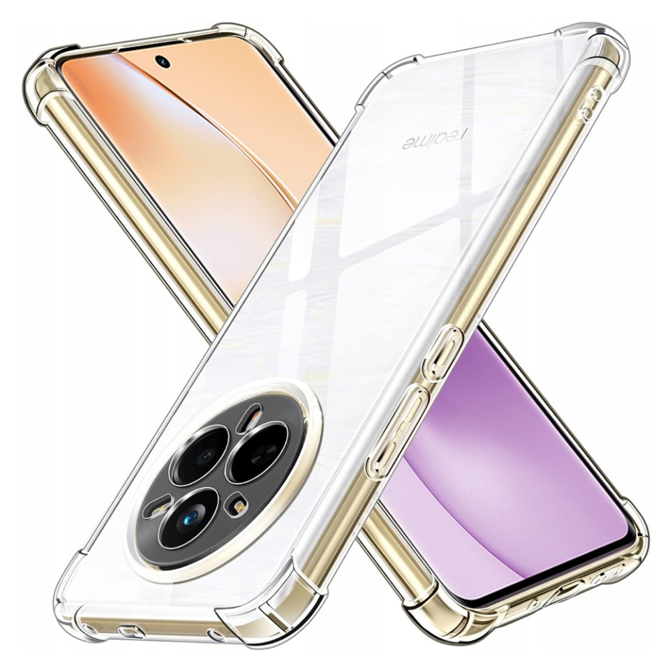 Husa pentru Realme 14 Pro, SKYDDAR INNOVATION, Shockproof Clear Silicone, Slim Silicon, Transparenta, set cu sticker