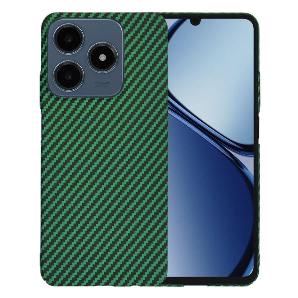Husa pentru Realme C63 / C61, Finisaj Premium cu Textura de Carbon, Design Elegant, SKDR CarbonFlex - Verde