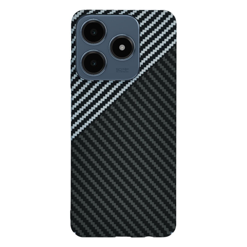Husa pentru Realme C63 / C61, Finisaj Premium cu Textura de Carbon, Design Elegant, SKDR CarbonFlex - Gri - 1 | YEO