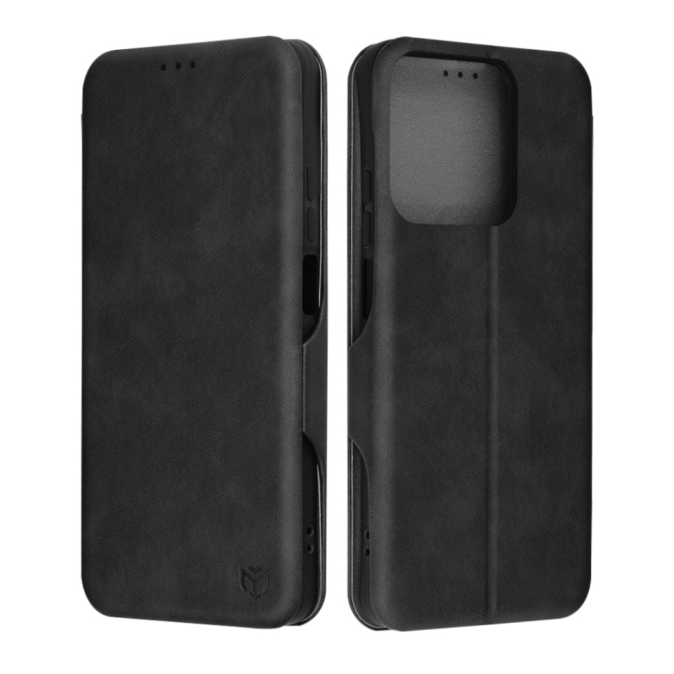 Husa pentru Realme C63 / C61 tip carte din Piele Ecologica, Suport Carduri, Inchidere Magnetica, Pocket Safe cu sticker - Negru