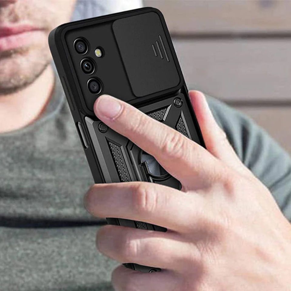 Husa pentru Samsung Galaxy A05s, SKYDDAR INNOVATION, CamShield, Inel magnetic, set cu sticker, Auriu - 3 | YEO
