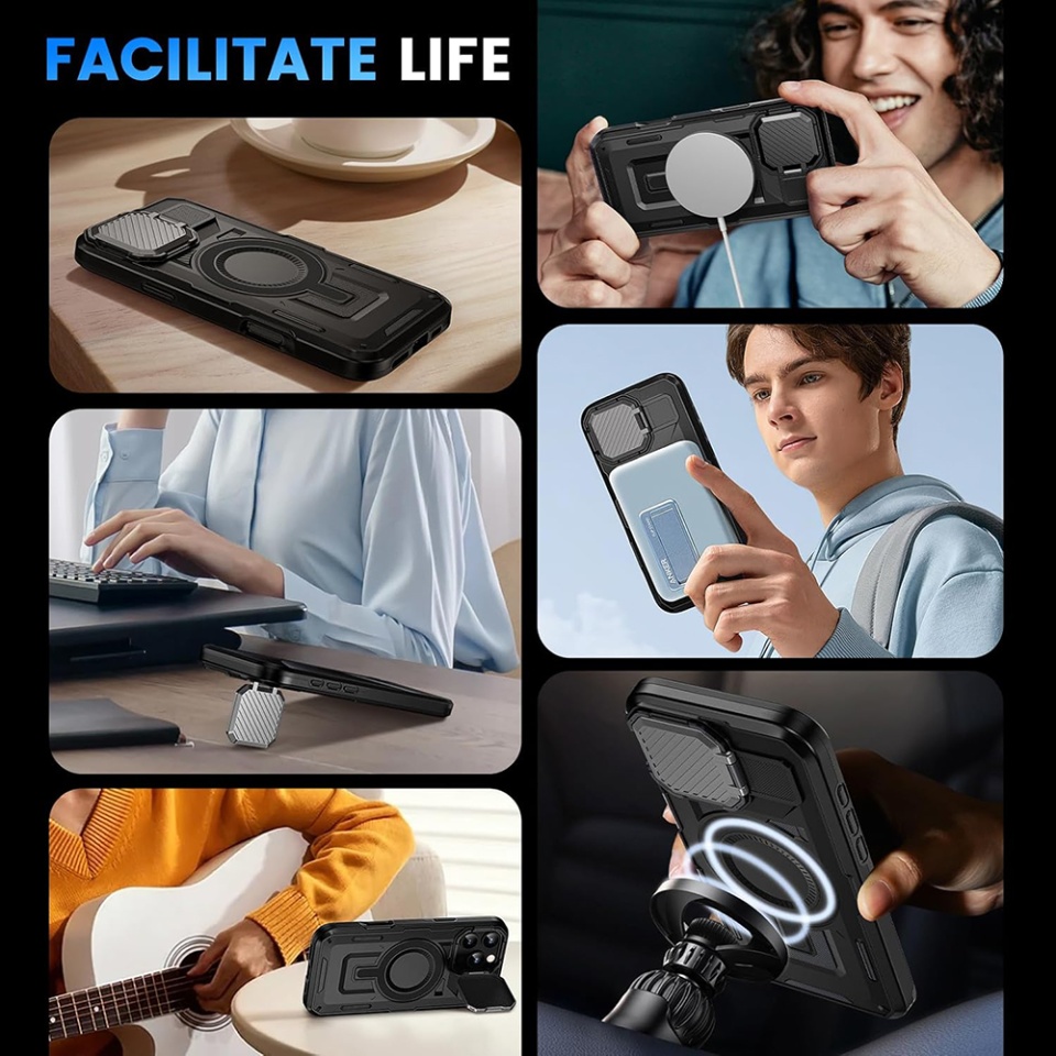 Husa pentru Samsung Galaxy A05s, SKYDDAR INNOVATION, CamVault MagSafe cu Protectie Camera, set cu sticker, Negru - 3 | YEO