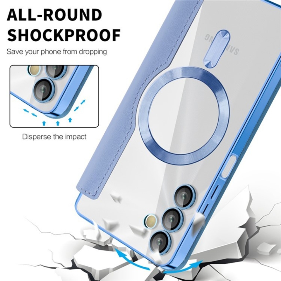 Husa pentru Samsung Galaxy A05s tip carte, SKYDDAR INOVATION, SmartMag Book, Magsafe, RFiD, Suport Carduri, set cu sticker, Bleu - 3 | YEO