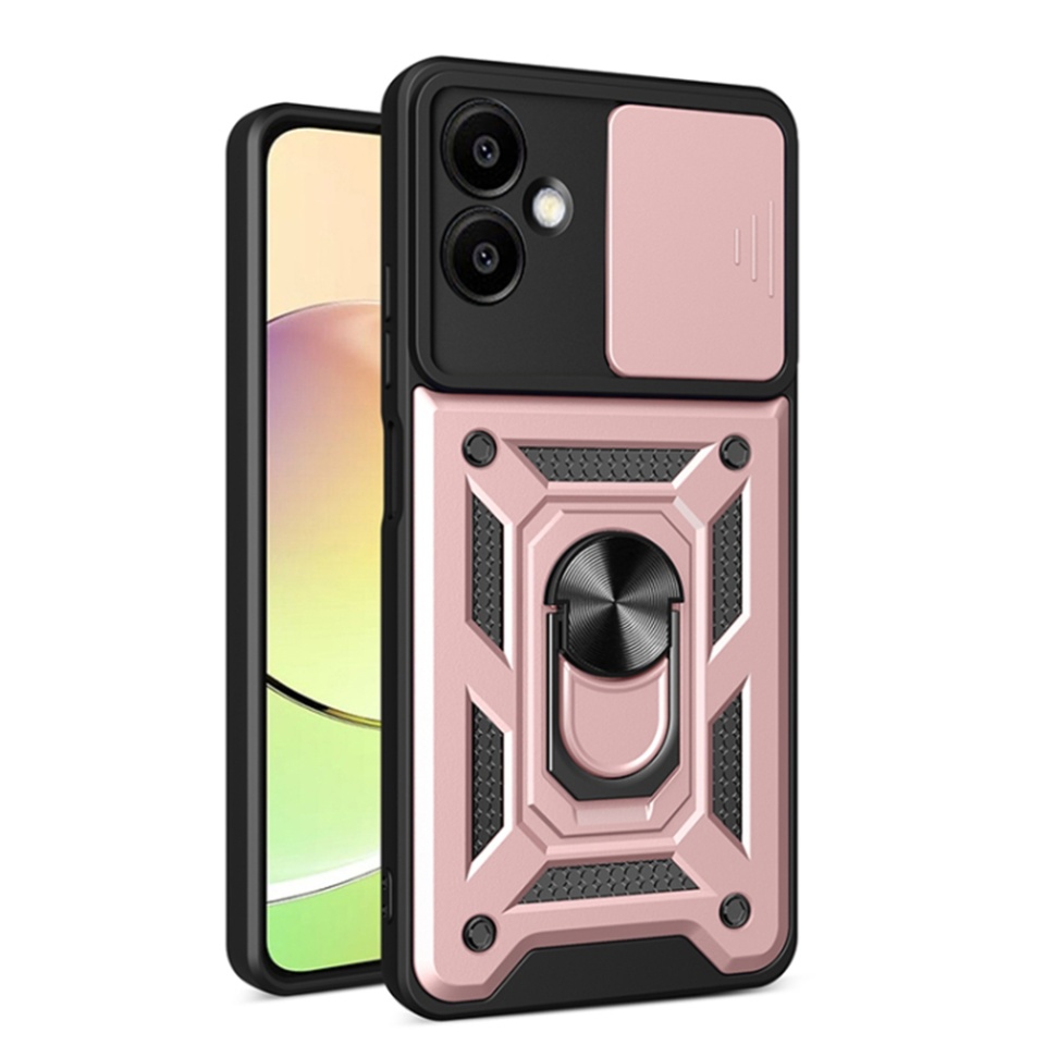 Husa pentru Samsung Galaxy A06, SKYDDAR INNOVATION, CamShield, Roz, set cu sticker