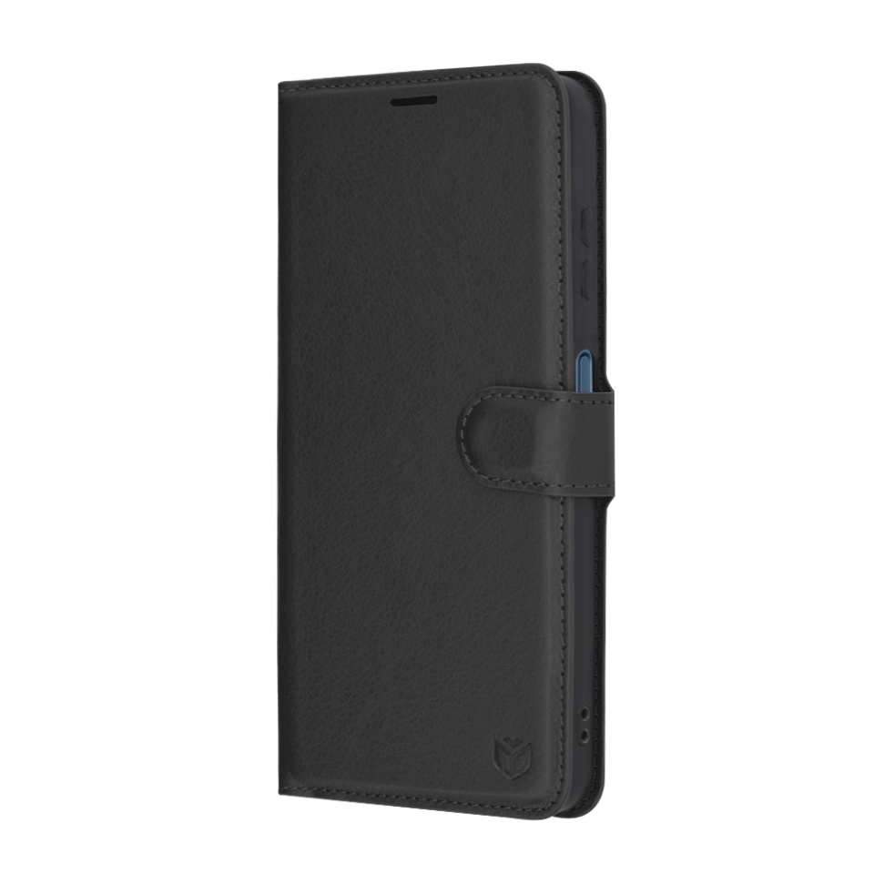 Husa pentru Samsung Galaxy A06, SKYDDAR INNOVATION, Leather Folio, tip Carte, cu Portofel Interior, Finisaje Premium, Negru, set cu sticker - 3 | YEO