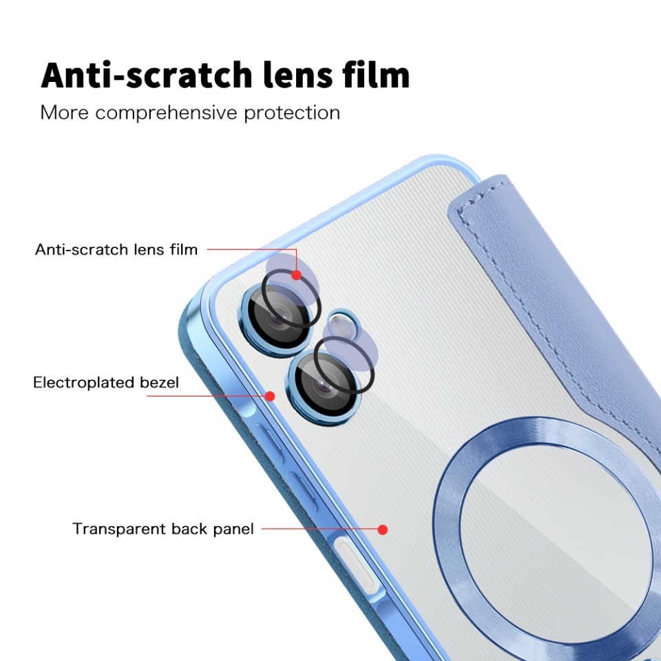 Husa pentru Samsung Galaxy A06 tip carte, SKYDDAR INOVATION, SmartMag Book, Magsafe, RFiD, Suport Carduri, set cu sticker, Bleu - 2 | YEO