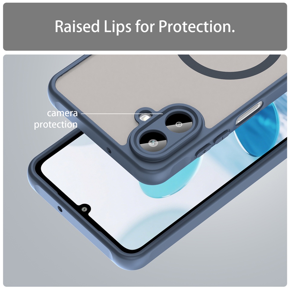 Husa pentru Samsung Galaxy A07 4G, SKYDDAR INNOVATION, HaloFrost MagSafe II, Antisoc, set cu sticker, Bleumarin - 3 | YEO