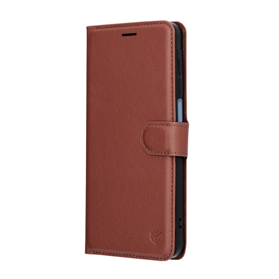 Husa pentru Samsung Galaxy A07 4G, SKYDDAR INNOVATION, Leather Folio tip Carte, cu Portofel Interior, Finisaje Premium, set cu sticker, Maro - 3 | YEO