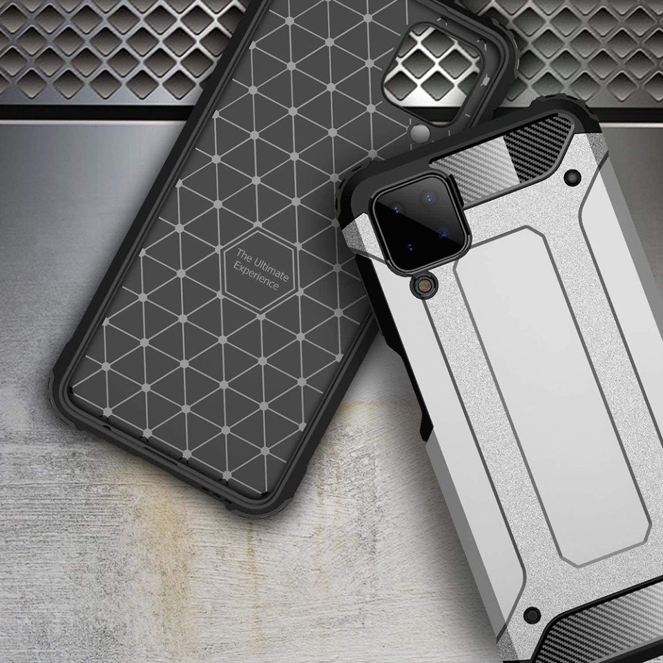 Husa pentru Samsung Galaxy A12 / Galaxy A12 Nacho, SKYDDAR INNOVATION, Hybrid Armor, din Plastic Dur, Margini Cauciucate, Antisoc, set cu sticker, Negru - 2 | YEO