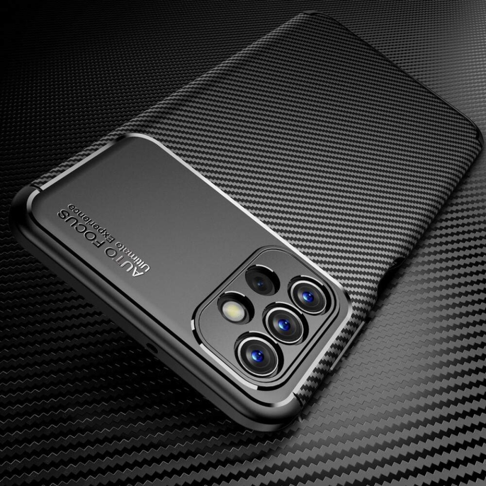Husa pentru Samsung Galaxy A13 4G, SKYDDAR INNOVATION, CarbonFiber, Antisoc, Negru, set cu sticker - 3 | YEO