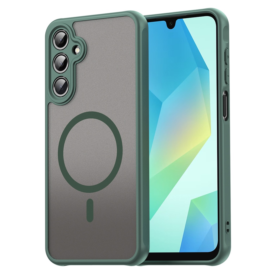 Husa pentru Samsung Galaxy A16 4G / Galaxy A16 5G, SKYDDAR INNOVATION, HaloFrost MagSafe II, Antisoc, set cu sticker, Verde