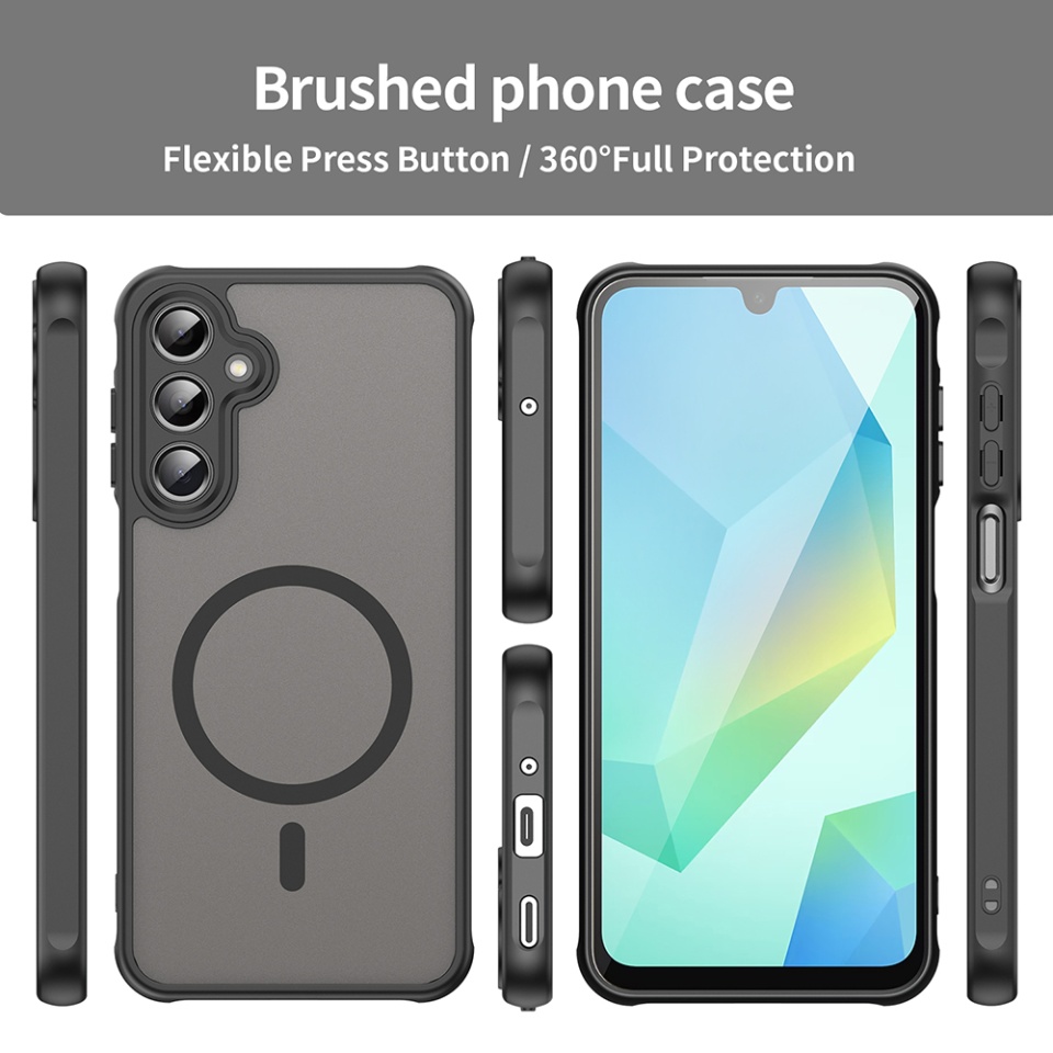 Husa pentru Samsung Galaxy A16 4G / Galaxy A16 5G, SKYDDAR INNOVATION, HaloFrost MagSafe II, Antisoc, set cu sticker, Negru - 2 | YEO