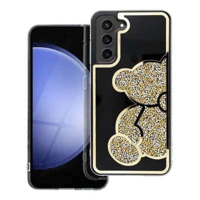 Husa pentru Samsung Galaxy A16 5G, SKYDDAR INNOVATION, TEDDY BEAR, din Silicon cu Sclipici, Protectie Completa, Auriu, set cu sticker