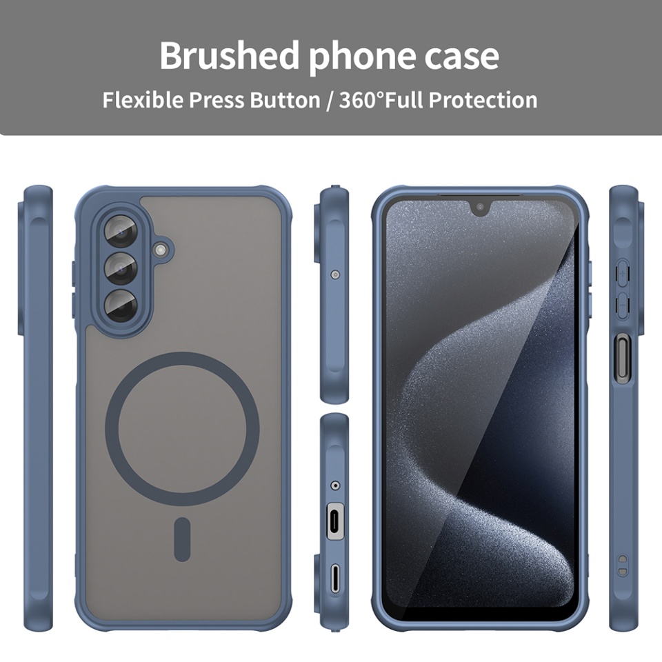 Husa pentru Samsung Galaxy A17 5G, SKYDDAR INNOVATION, HaloFrost MagSafe II, Antisoc, set cu sticker, Bleumarin - 2 | YEO