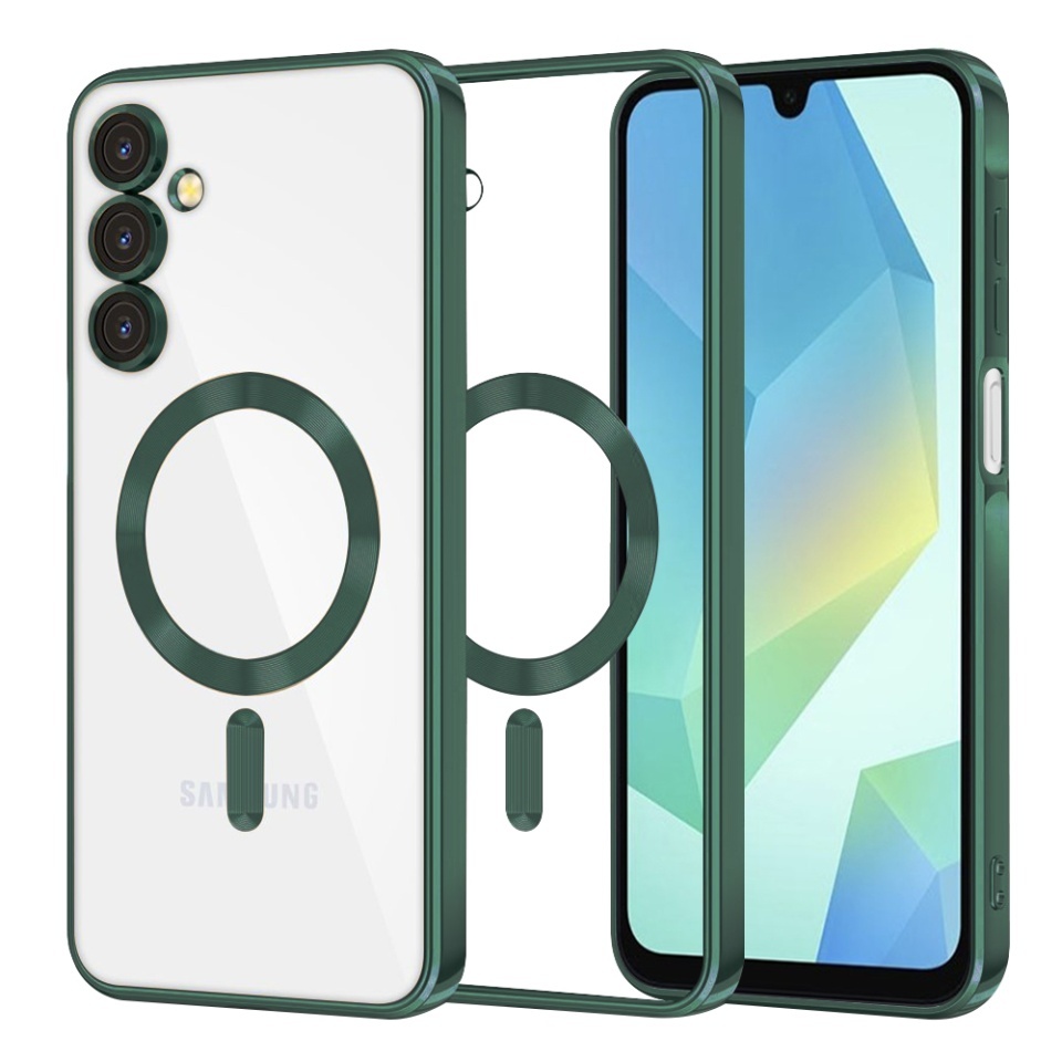 Husa pentru Samsung Galaxy A17 5G, SKYDDAR INNOVATION, Luxury Shield Magsafe, Protectie Antisoc, set cu sticker, Verde inchis