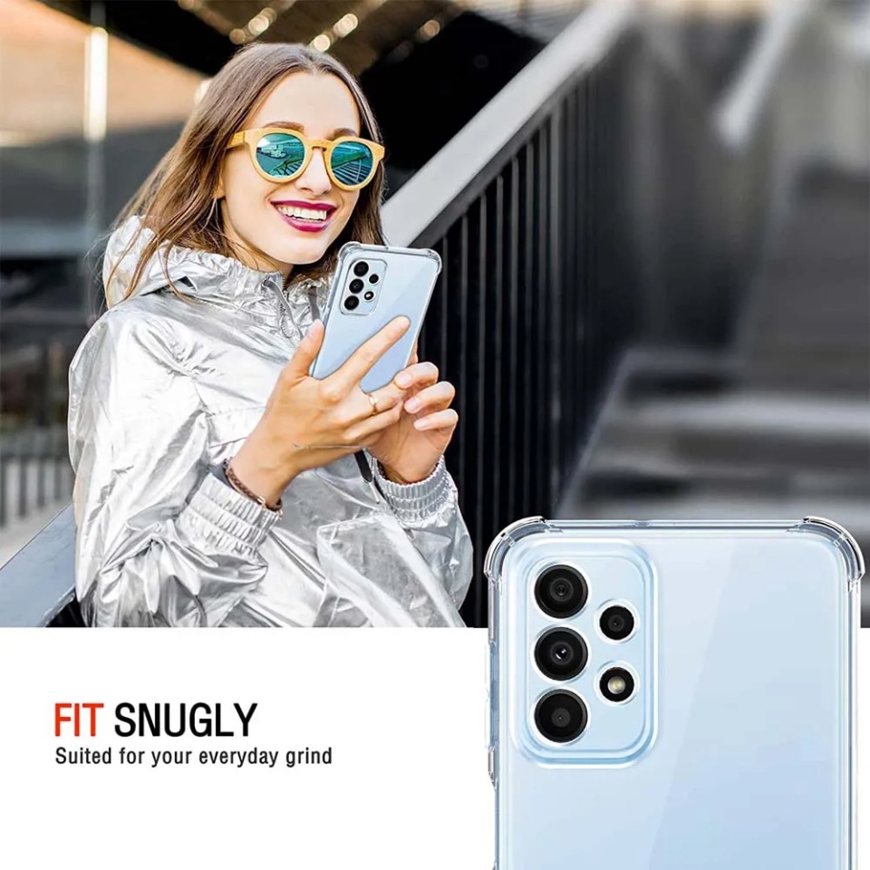 Husa pentru Samsung Galaxy A23 / Galaxy A23 5G , SKYDDAR INNOVATION, Shockproof Clear din Silicon Slim, Transparenta, set cu sticker - 3 | YEO