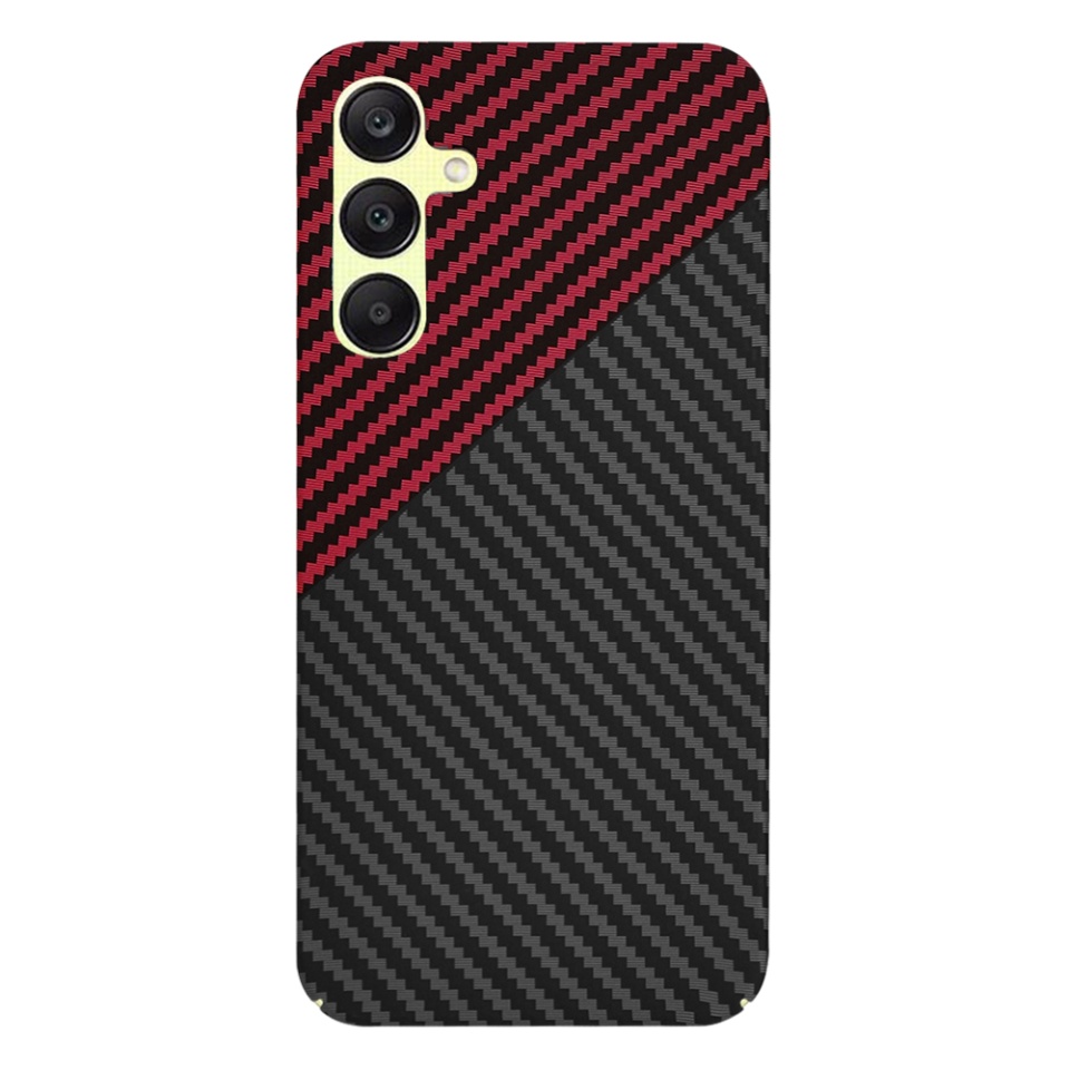 Husa pentru Samsung Galaxy A25 5G, SKYDDAR INNOVATION, Carbonite FiberShell, Rosu inchis, set cu sticker - 3 | YEO