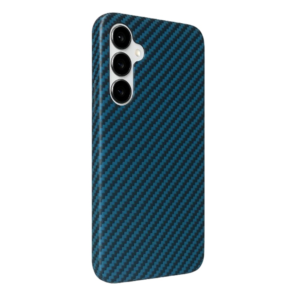 Husa pentru Samsung Galaxy A25 5G, SKYDDAR INNOVATION, Carbonite FiberShell, Cyan, set cu sticker