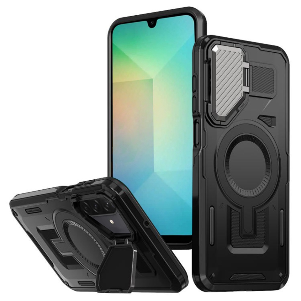 Husa pentru Samsung Galaxy A26 5G, SKYDDAR INNOVATION, CamVault MagSafe cu Protectie Camera, set cu sticker, Negru