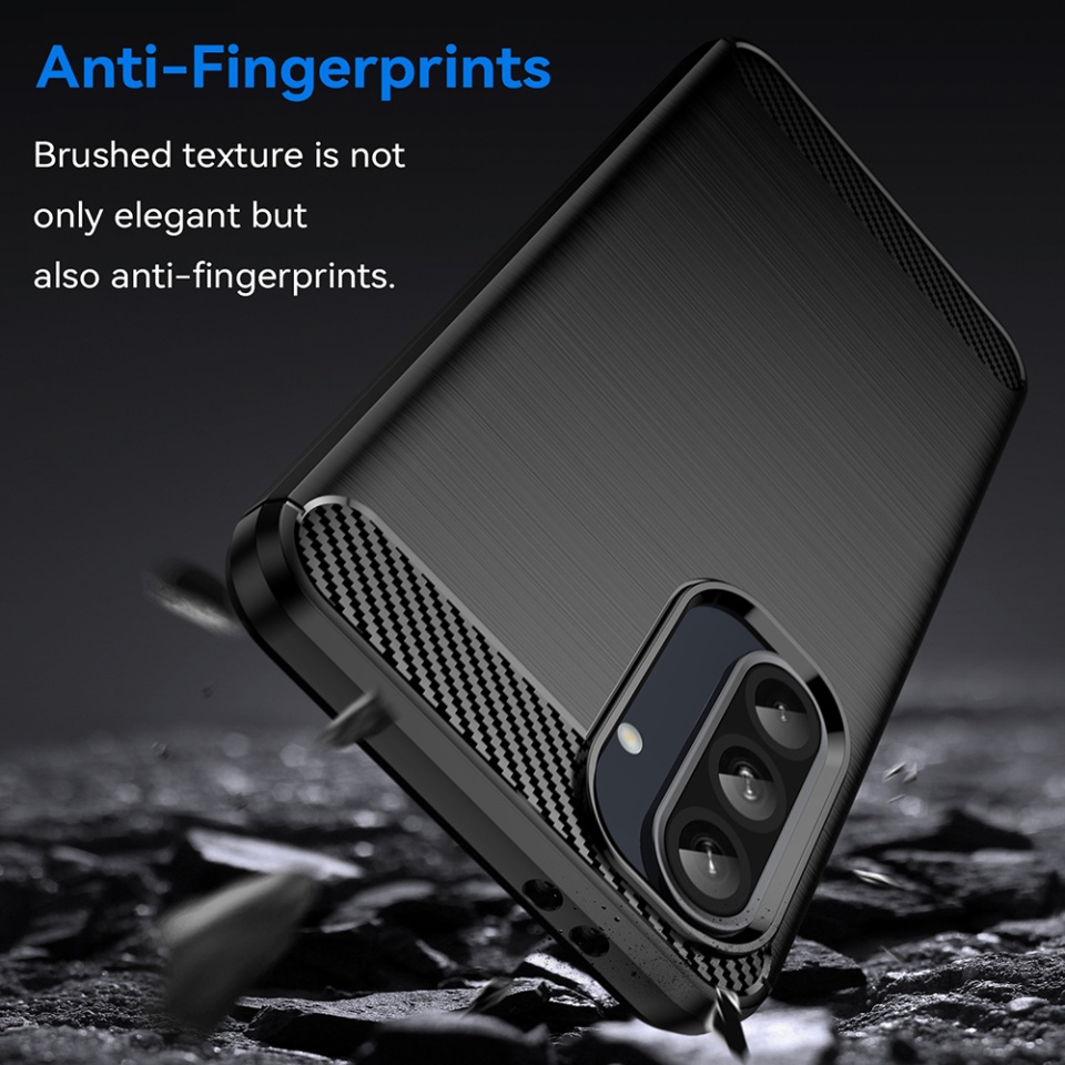 Husa pentru Samsung Galaxy A26 5G, SKYDDAR INNOVATION, Carbon Silicone, din Silicon Premium, Slim, cu textura Fibra Carbon, Albastru, set cu sticker - 1 | YEO