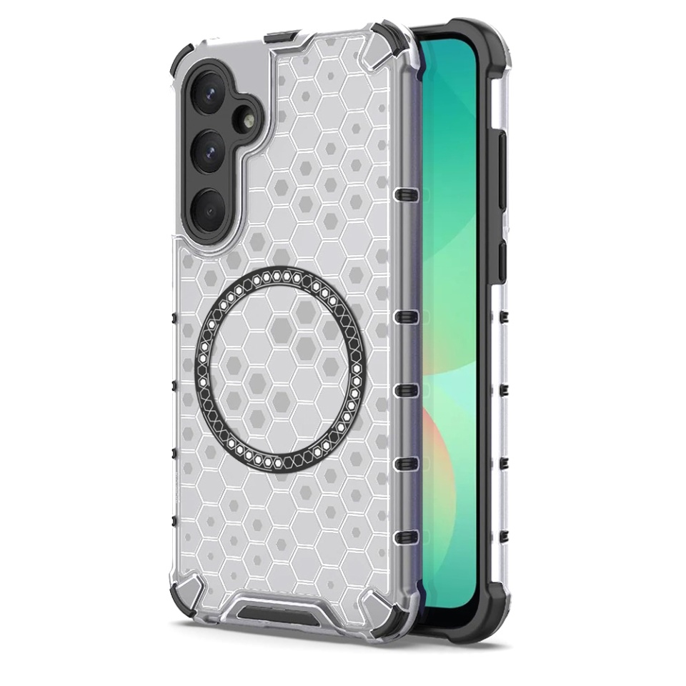 Husa pentru Samsung Galaxy A26 5G, SKYDDAR INNOVATION, HoneyComb Shield MagSafe, Alb, set cu sticker