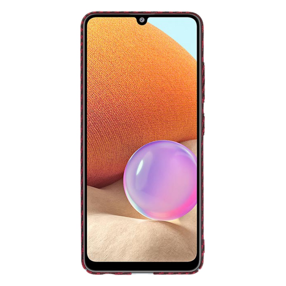 Husa pentru Samsung Galaxy A32 4G, Finisaj Premium cu Textura de Carbon, Design Elegant, SKDR CarbonFlex - Rosu - 1 | YEO