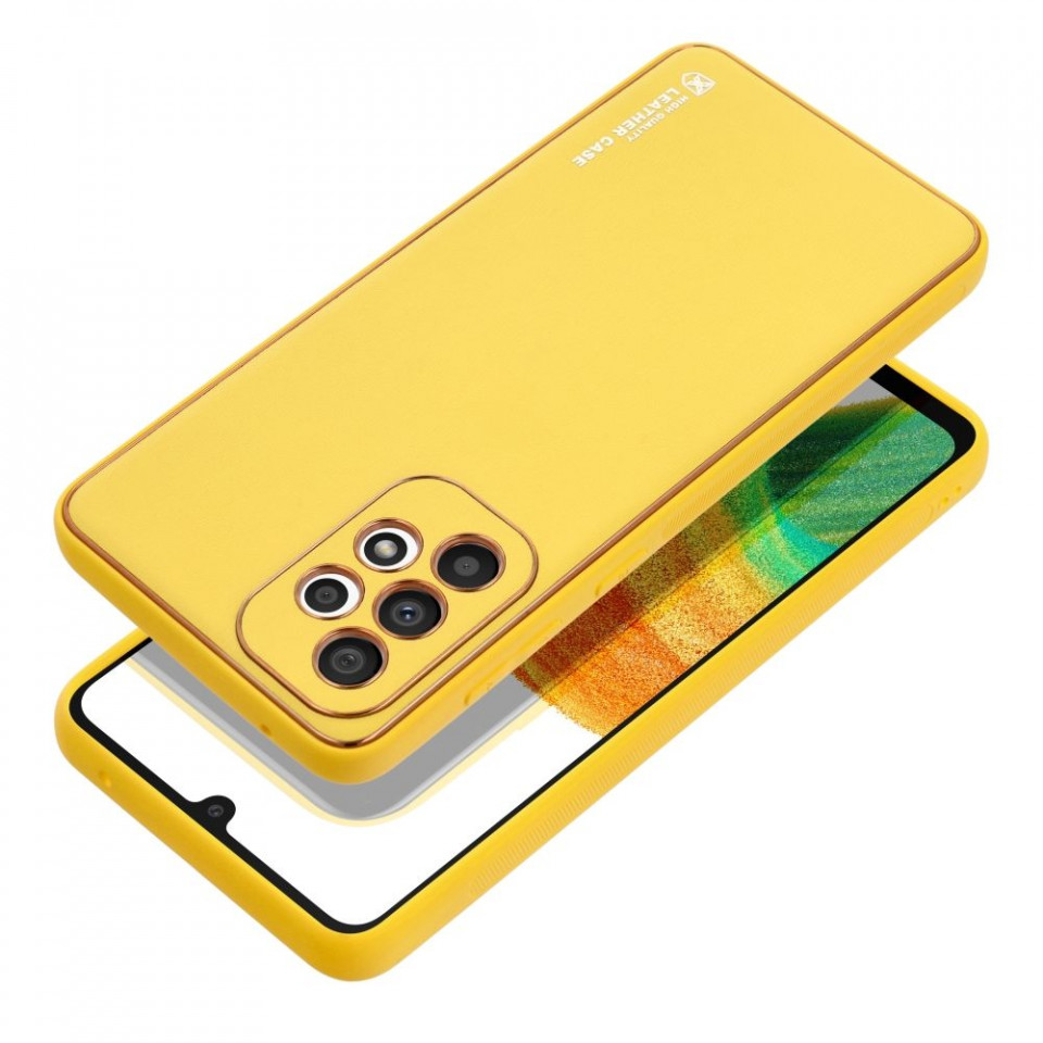 Husa pentru Samsung Galaxy A33 5G din piele ecologica, Skyddar Leather - Galben - 3 | YEO