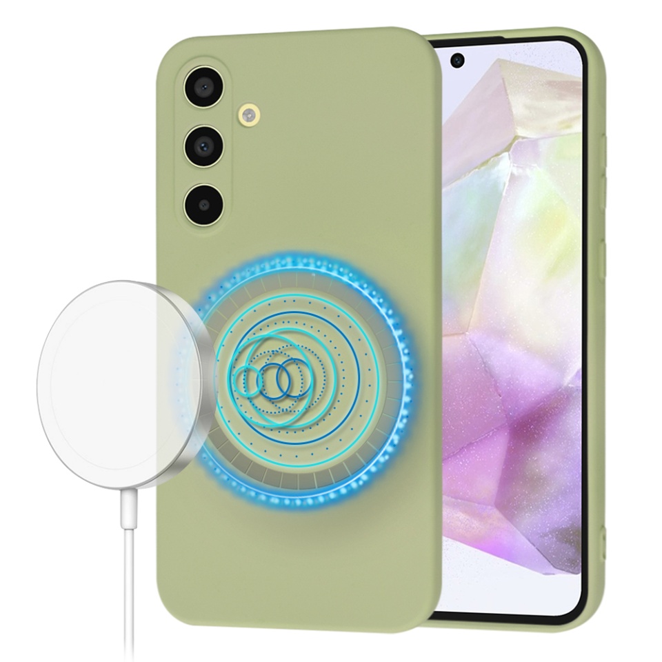 Husa pentru Samsung Galaxy A35 5G din Silicon Catifelat, Protectie Premium, Skyddar SoftElegance Magsafe - Verde