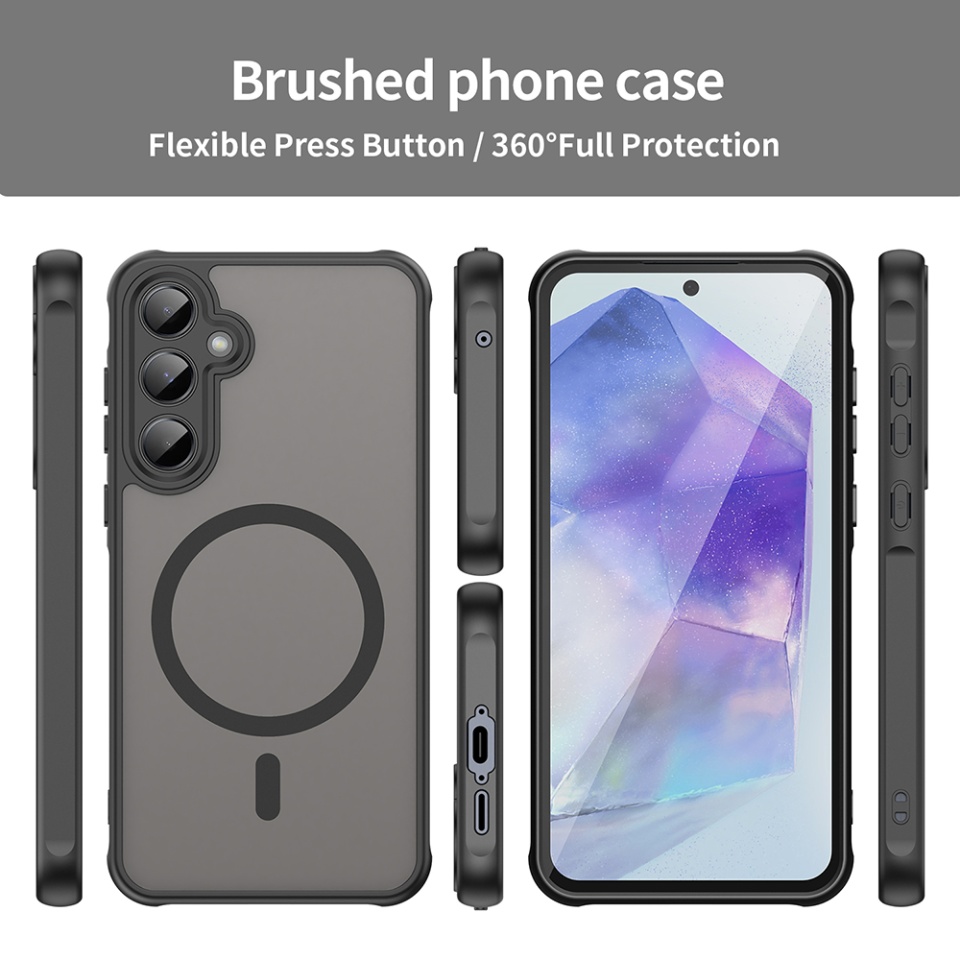 Husa pentru Samsung Galaxy A35 5G, SKYDDAR INNOVATION, HaloFrost MagSafe II, Antisoc, set cu sticker, Negru - 3 | YEO