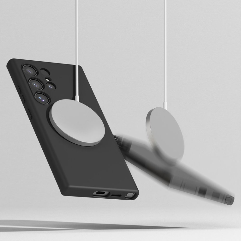 Husa pentru Samsung Galaxy A36 5G, SKYDDAR INNOVATION, din Silicon Catifelat, SoftFlex Magsafe, set cu sticker, Fucsia - 5