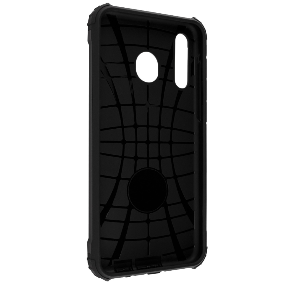 Husa pentru Samsung Galaxy A50 / Galaxy A30s / Galaxy A50s, SKYDDAR INNOVATION, Hybrid Armor, din Plastic Dur, Margini Cauciucate, Antisoc, set cu sticker, Negru - 2 | YEO