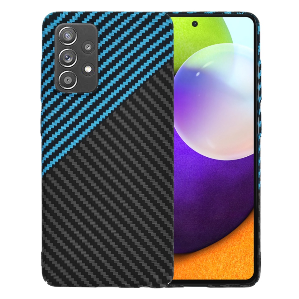 Husa pentru Samsung Galaxy A52 5G / Galaxy A52 4G / Galaxy A52s 5G, Finisaj Premium cu Textura de Carbon, Design Elegant, SKDR CarbonFlex - Bleu