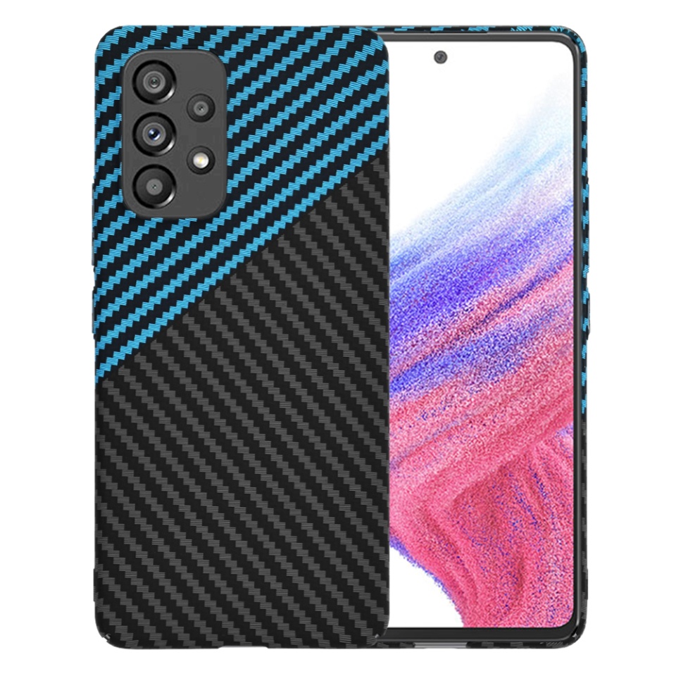 Husa pentru Samsung Galaxy A53 5G, Finisaj Premium cu Textura de Carbon, Design Elegant, SKDR CarbonFlex - Bleu