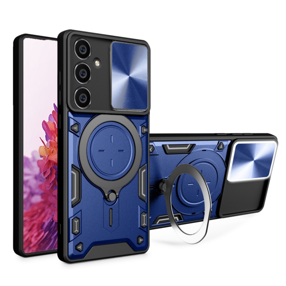 Husa pentru Samsung Galaxy A54, cu inel magnetic si suport ajustabil, protecție completa camera, SKDR SafeCover - Albastru